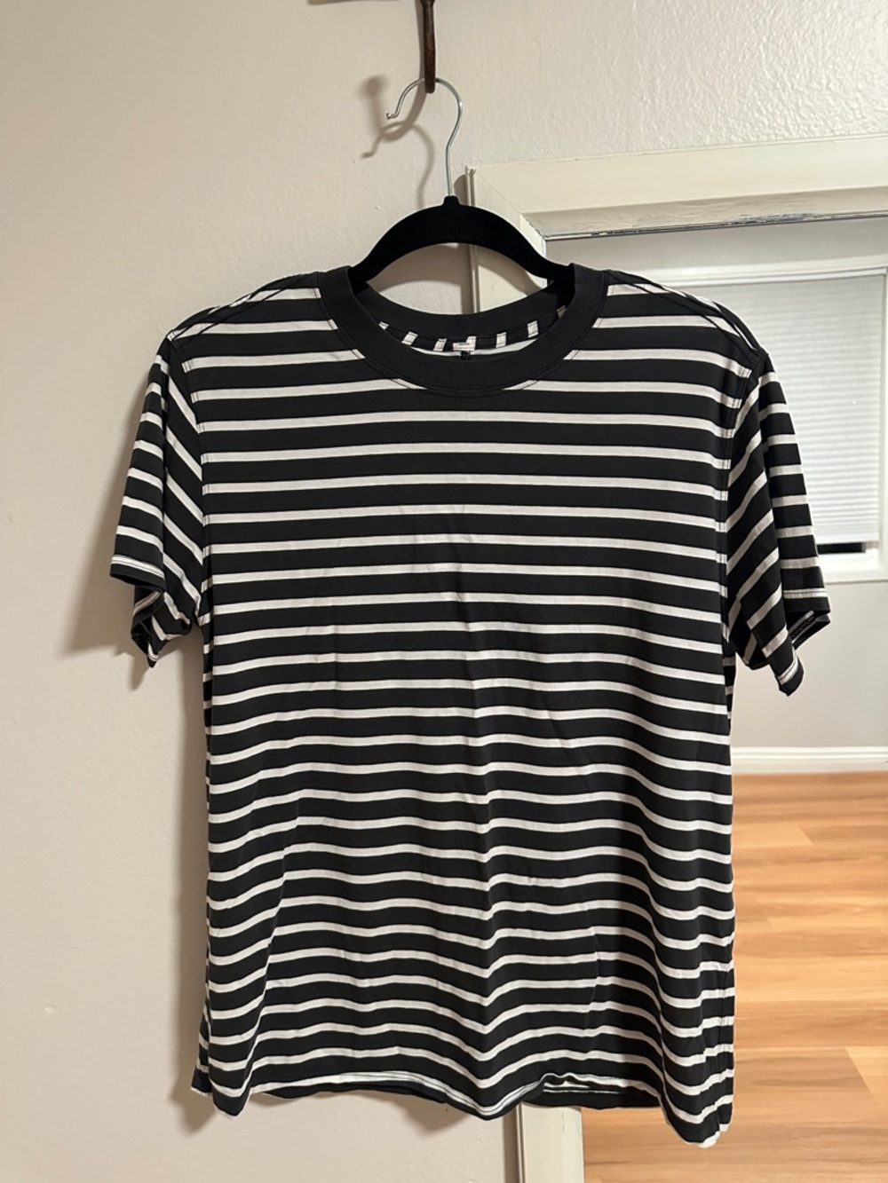 lululemon athletica Black and White Horizontal Stripe Short Sleeve Tee